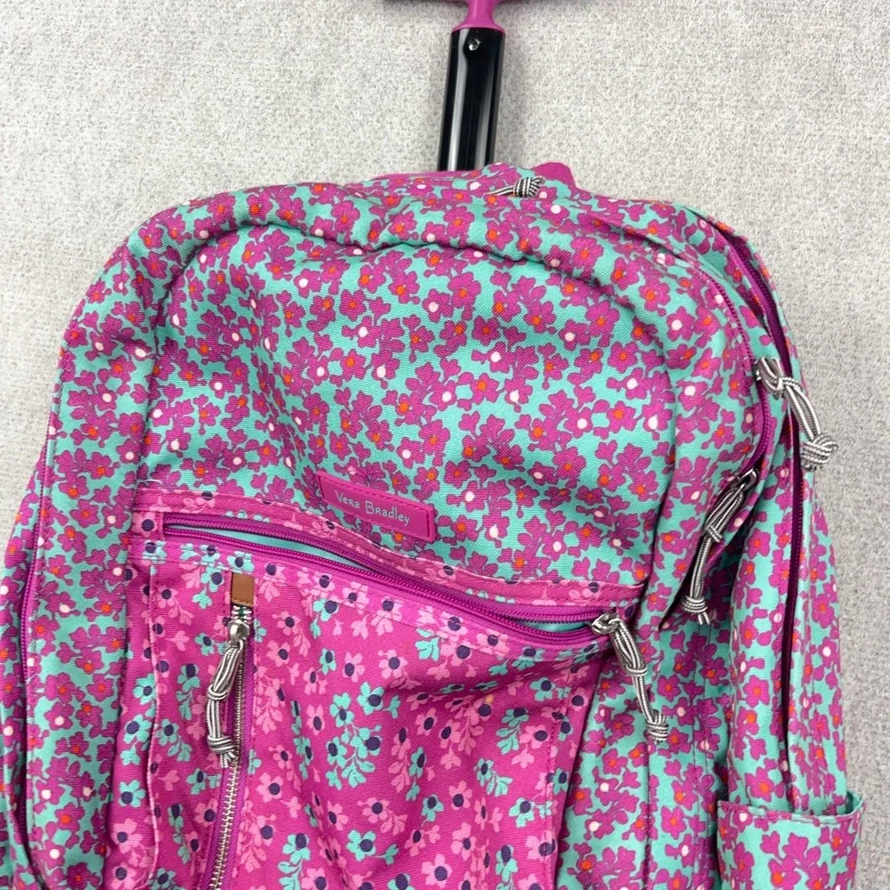 Vera Bradley Rolling Backpack Pink Ditsy Dot Carry On Travel Bag School